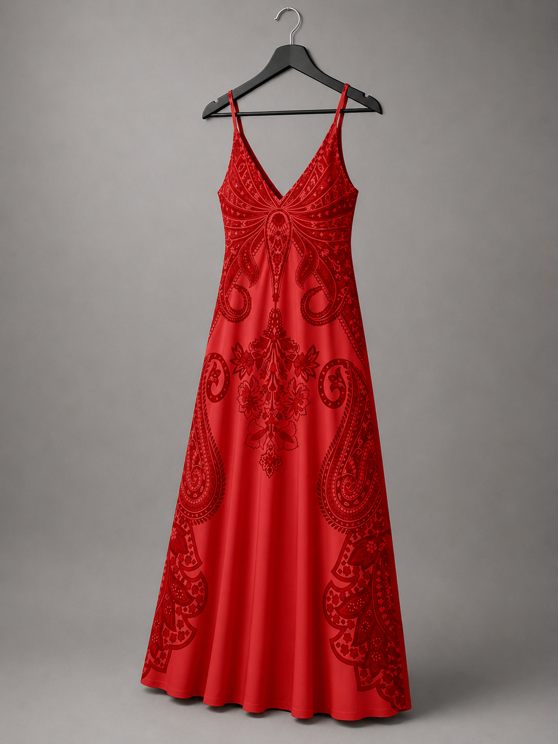Purpurrotes Paisley-Maxikleid