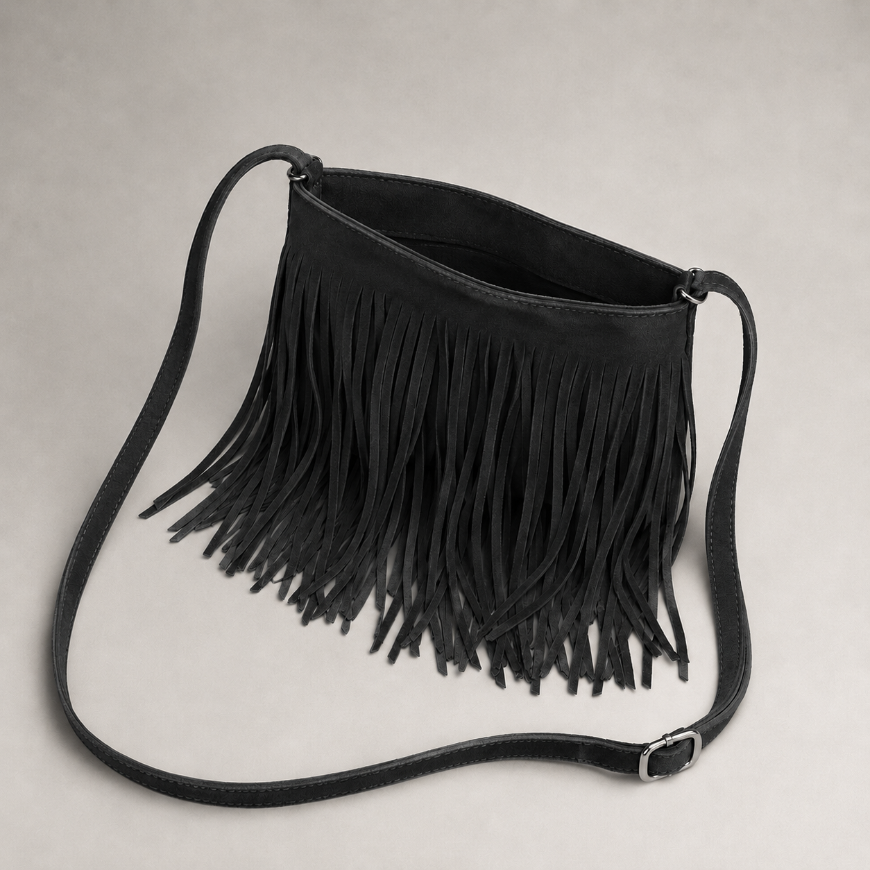Suede Fringe Crossbody Bag detail