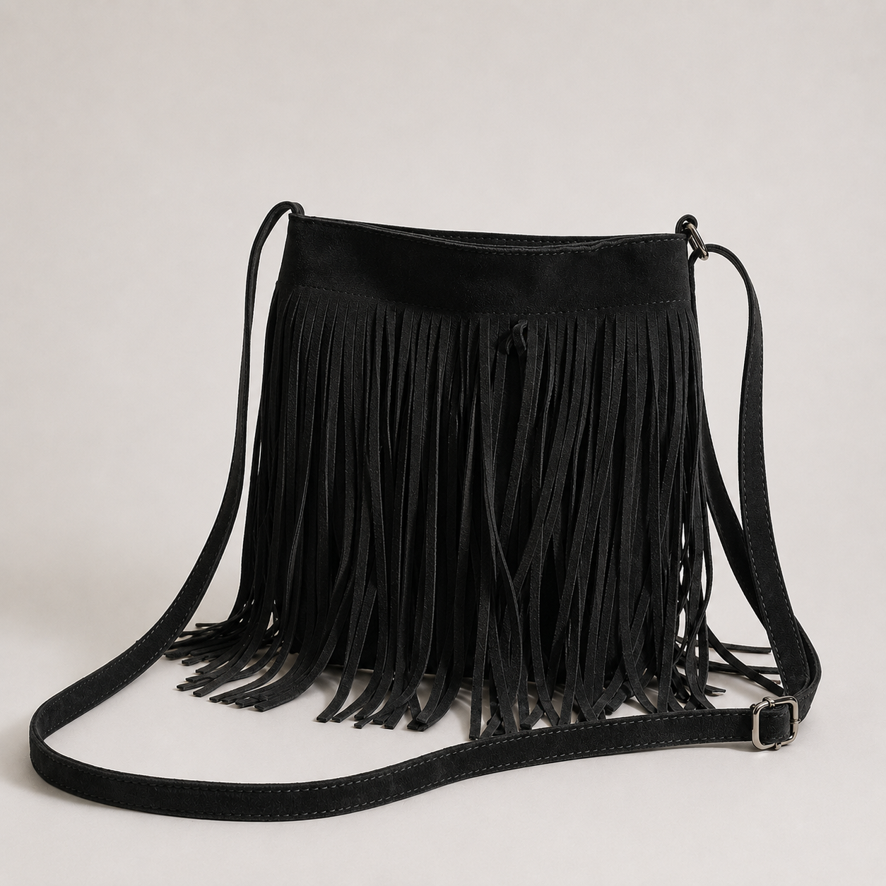 Suede Fringe Crossbody Bag side view