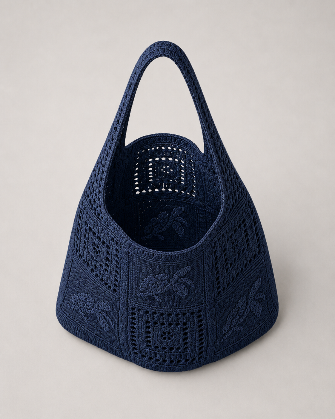 Crochet Knit Hobo Tote side view