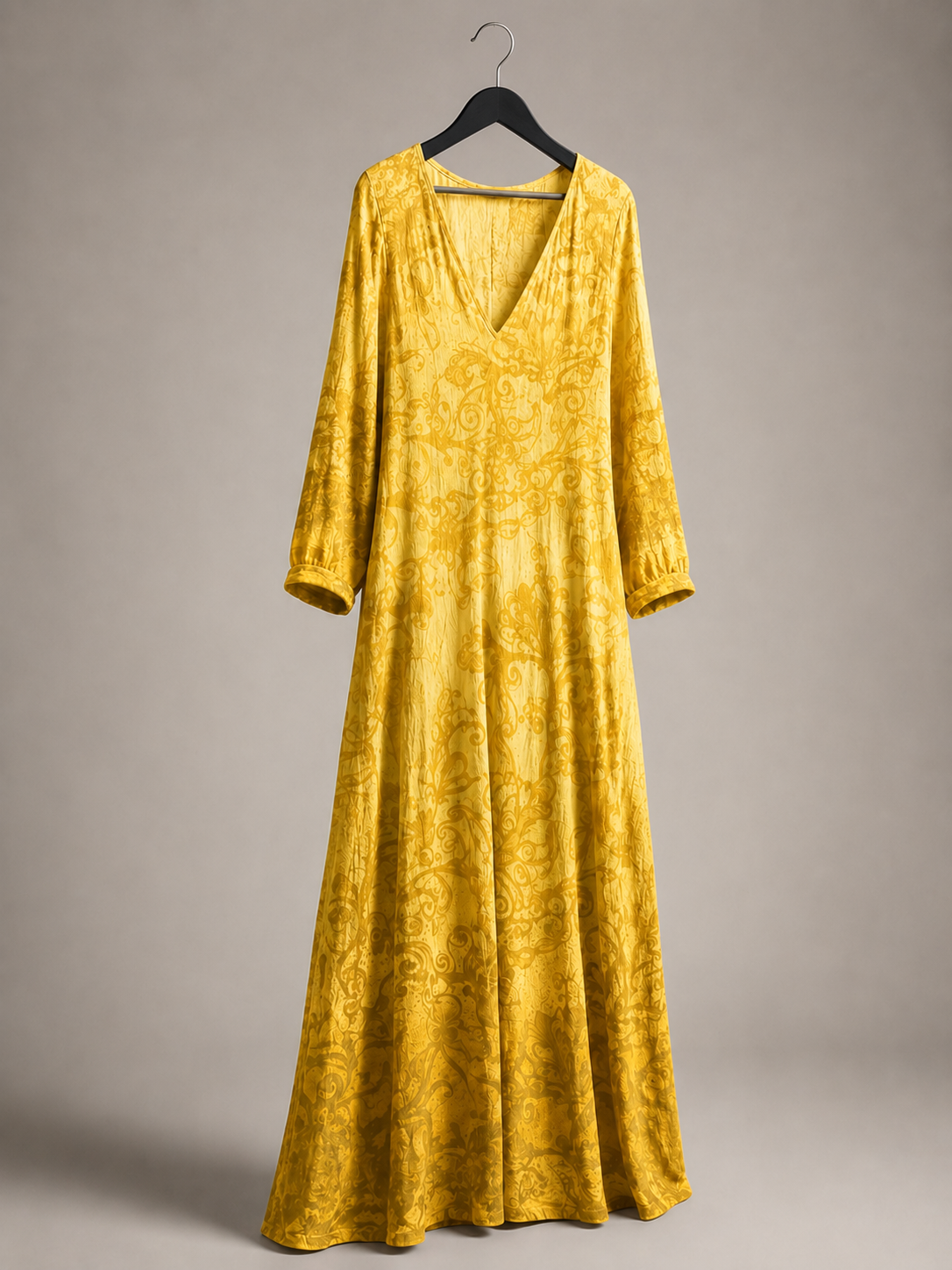 Goldenes Jacquard-Maxikleid