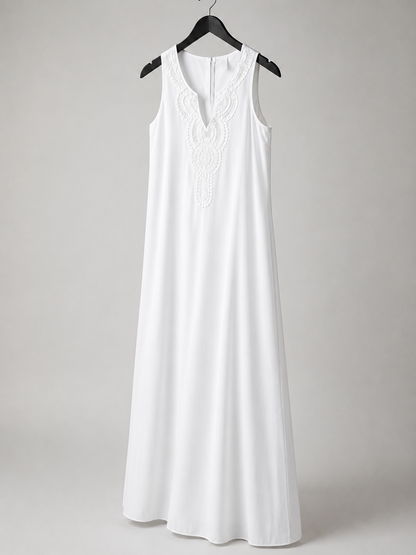 Elfenbeinfarbenes Spitzen-Maxikleid