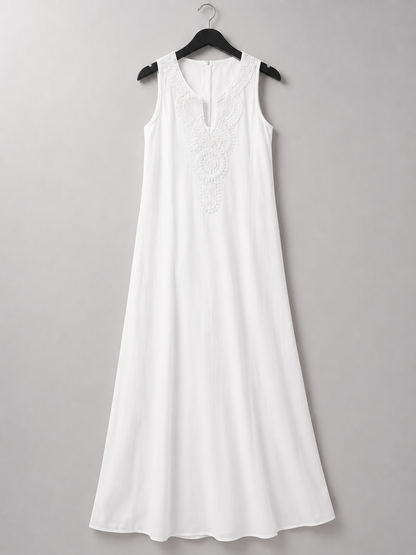 Elfenbeinfarbenes Spitzen-Maxikleid