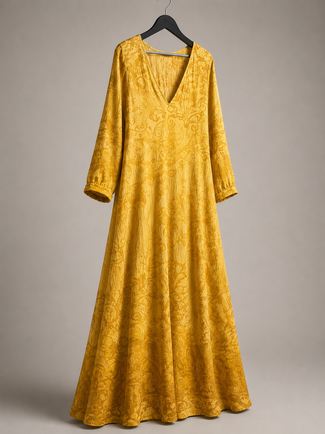 Goldenes Jacquard-Maxikleid