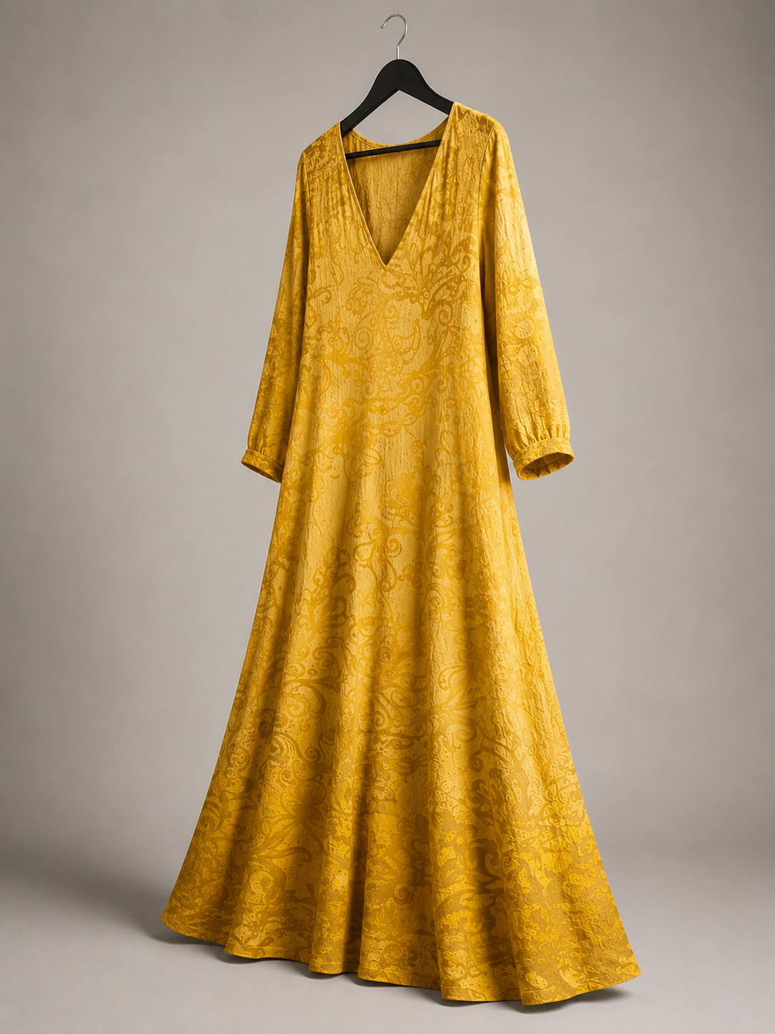 Goldenes Jacquard-Maxikleid