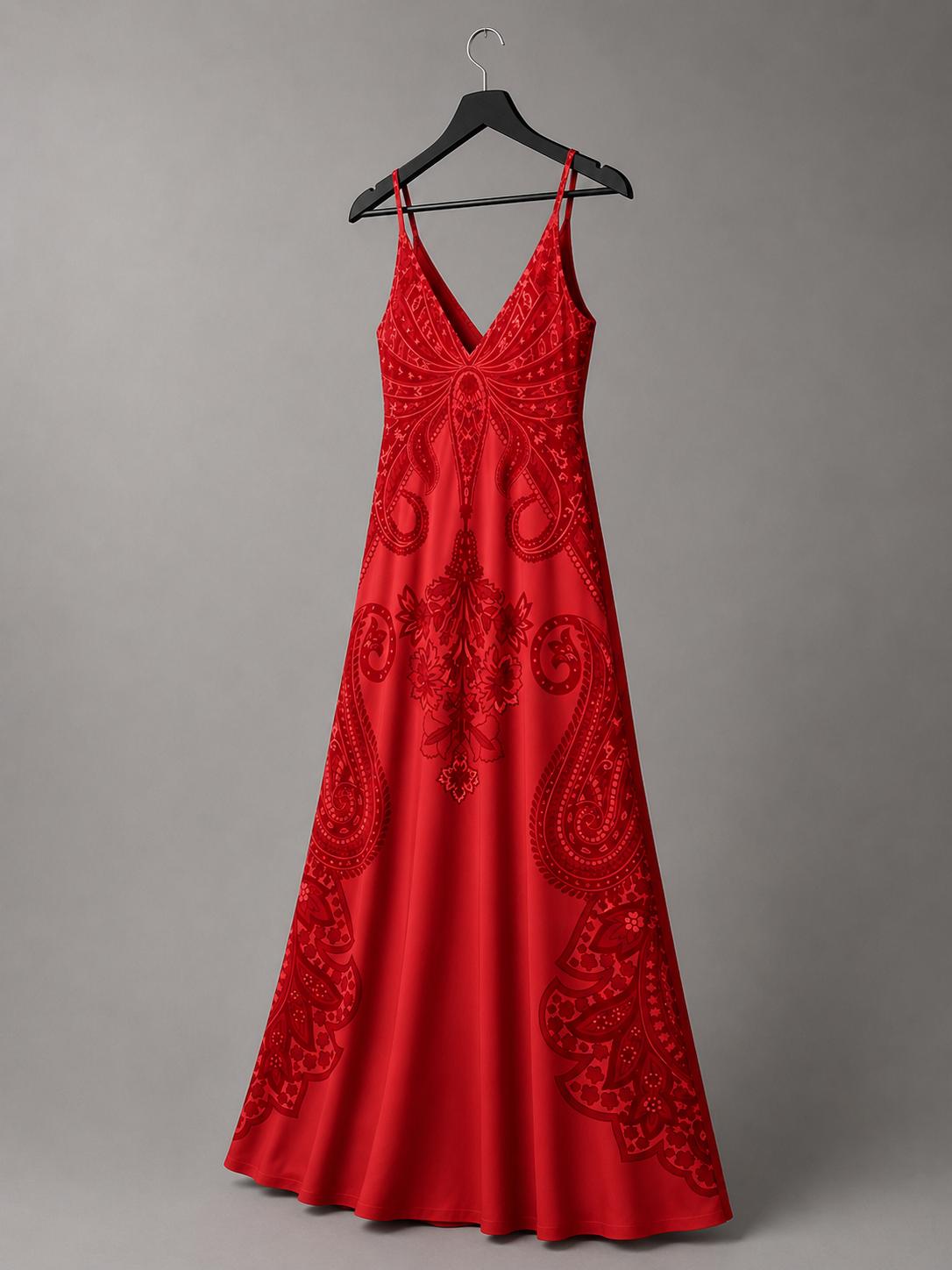 Purpurrotes Paisley-Maxikleid