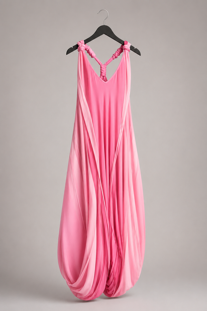 Zartrosa Haremshosen-Jumpsuit