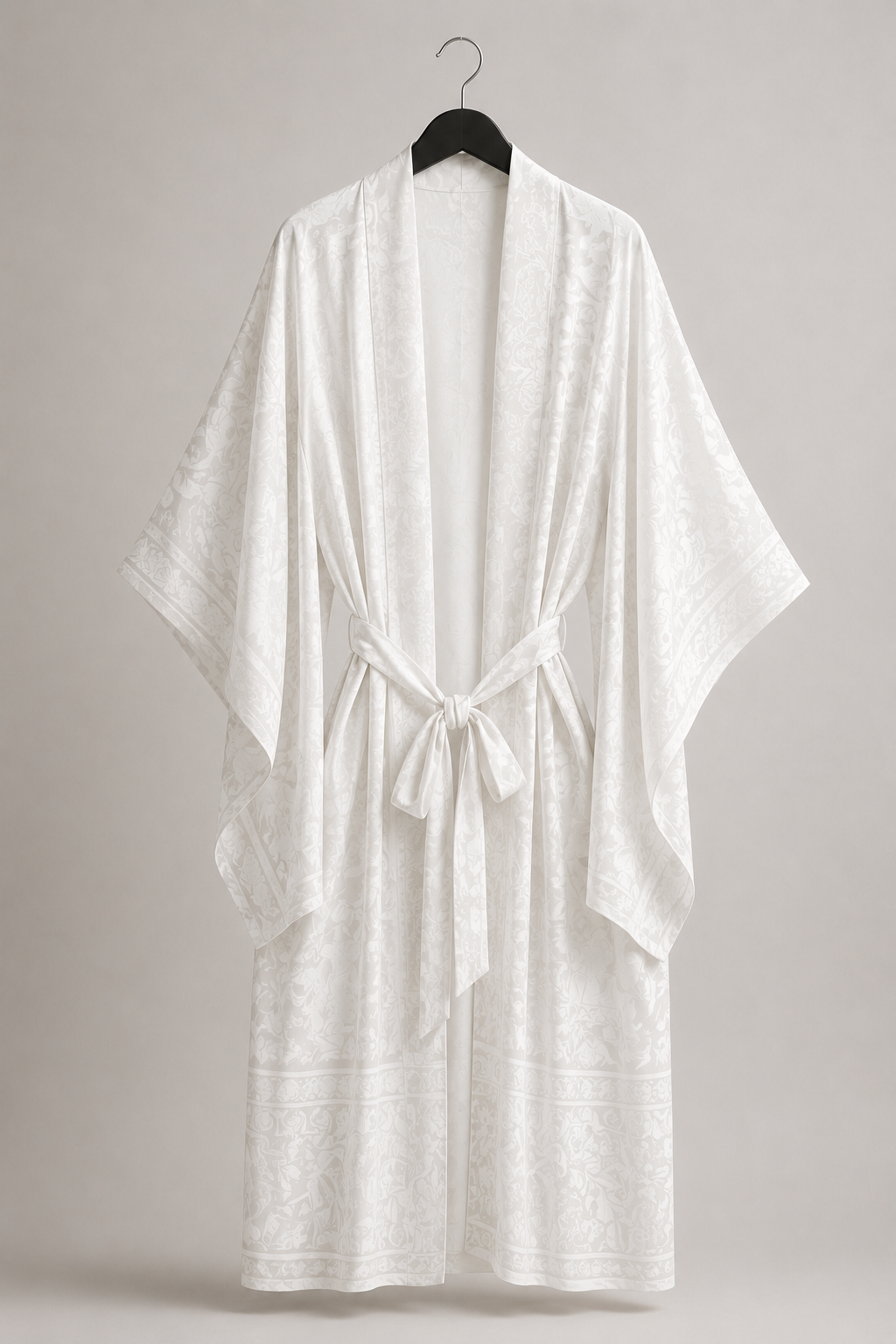 Elfenbeinfarbener Strick-Kimono