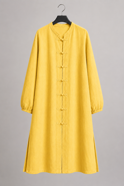 Goldenes Tunika-Kleid mit Mandarinkragen