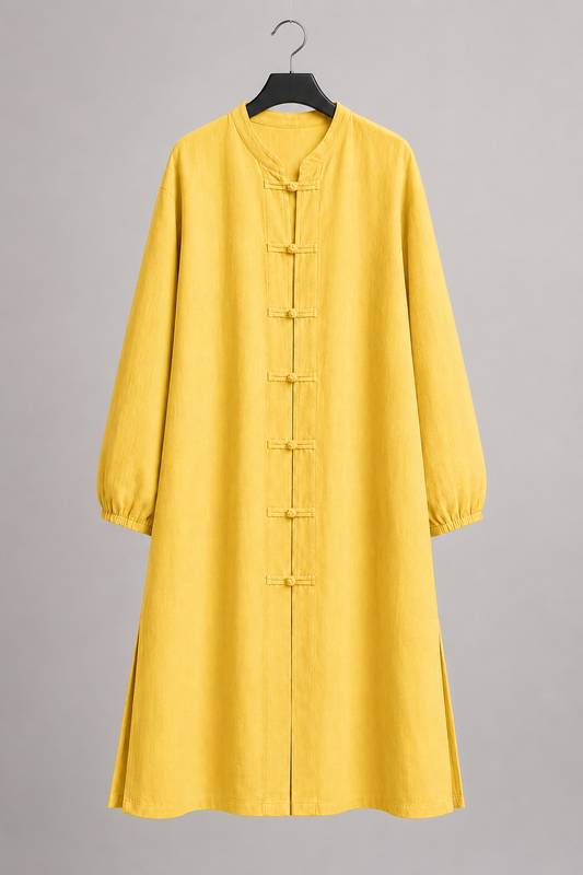 Goldenes Tunika-Kleid mit Mandarinkragen