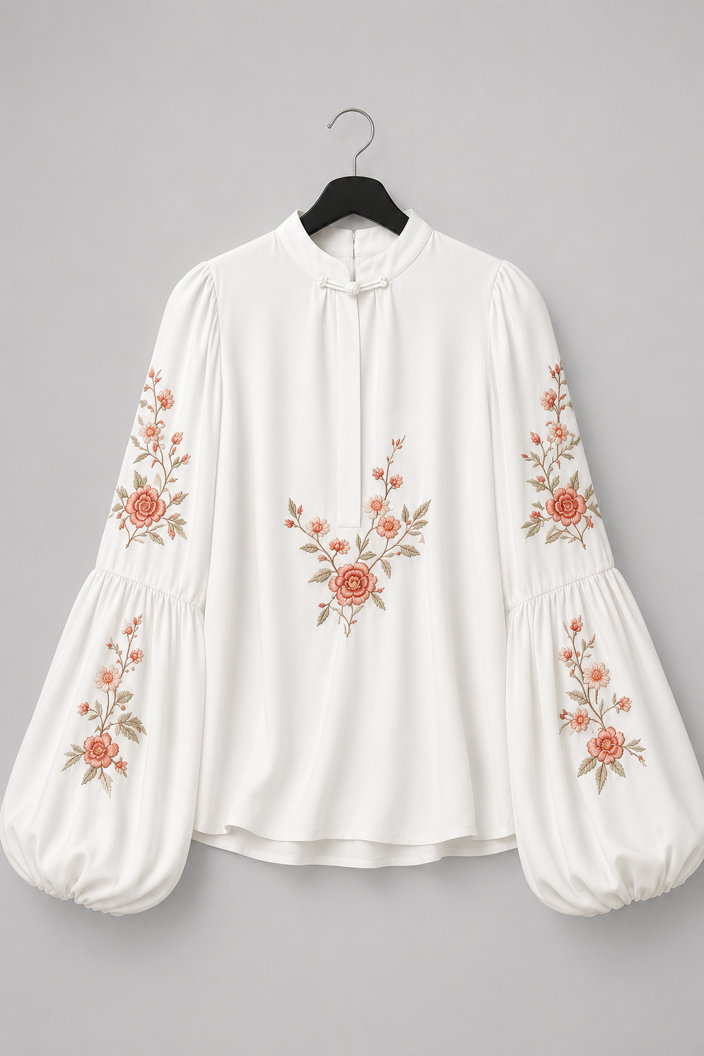 Elfenbeinfarbene bestickte Bluse