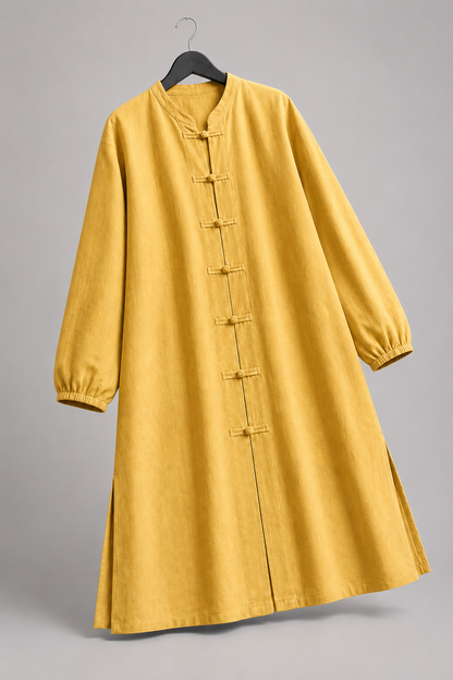 Goldenes Tunika-Kleid mit Mandarinkragen