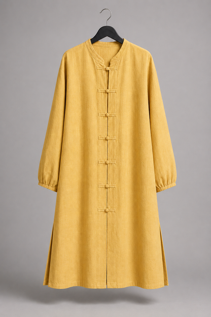 Goldenes Tunika-Kleid mit Mandarinkragen