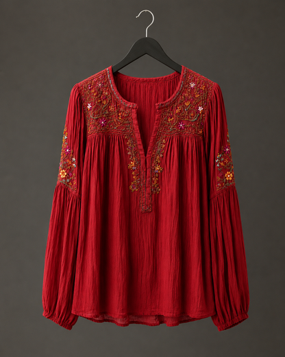 Purpurrote Boho-Bluse